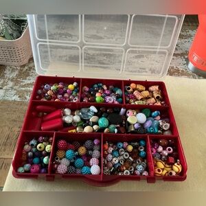 Large Bead lot in Organizer, new and vintage beads!
